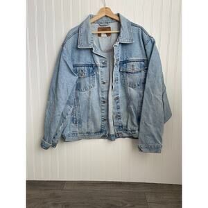 Route 66 Denim Jacket Unisex XL Light Wash Chore Coat Trucker Western